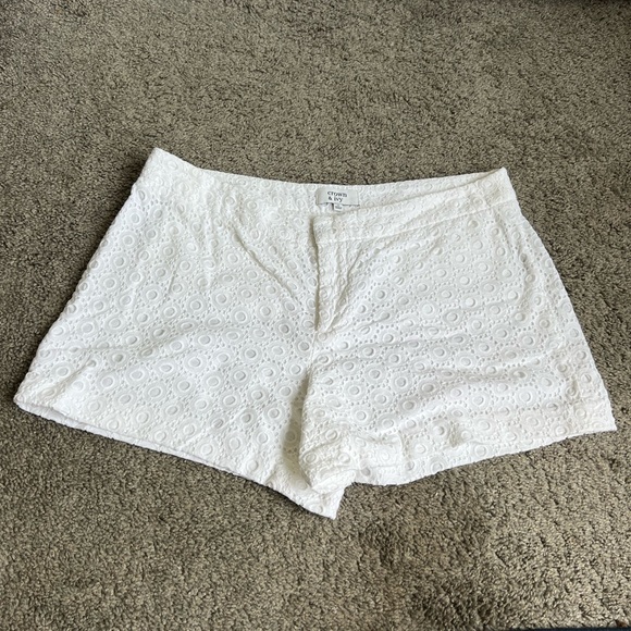 crown & ivy Pants - Crown & Ivy White High Waist Eyelet Shorts